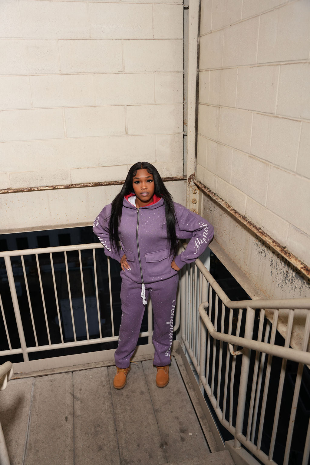 Purple Oversized Hoodie Set