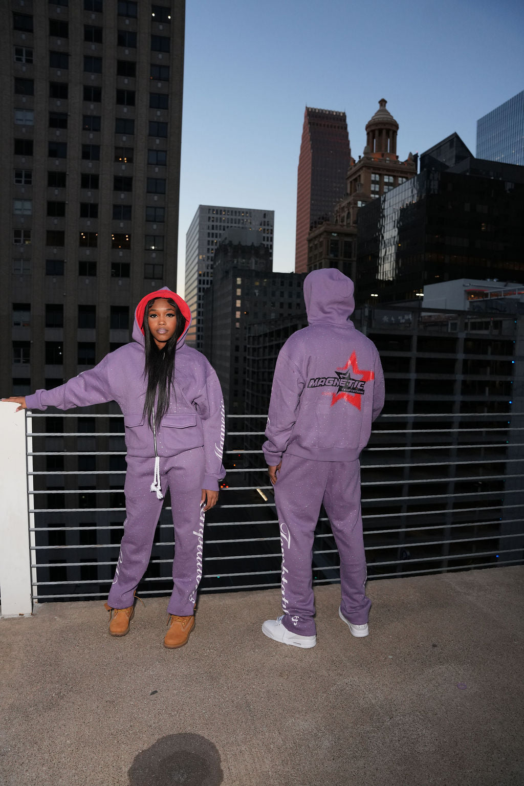 Purple Oversized Hoodie Set