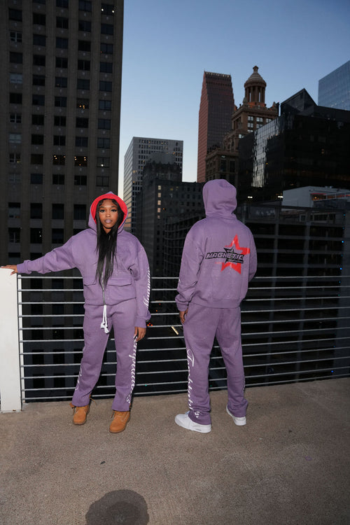 Purple Oversized Hoodie Set
